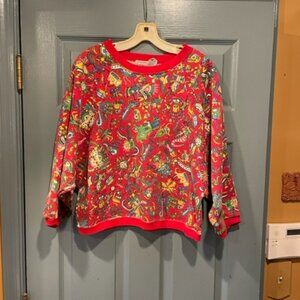 Athentic Forenza red  sweathshirt with primitive design M, 70s, good condition